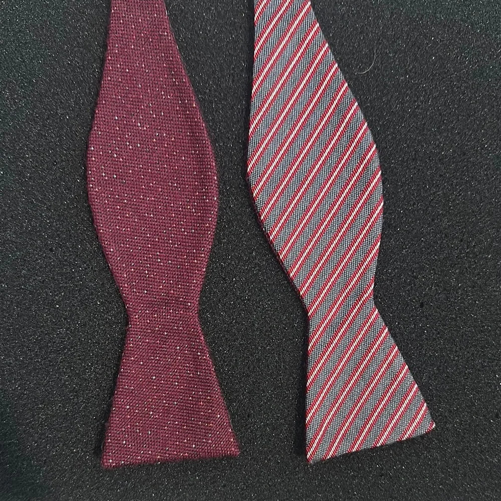 Men's Burgundy and Red Double Sided Self-Tie Bow Ties - Refined Formal Style